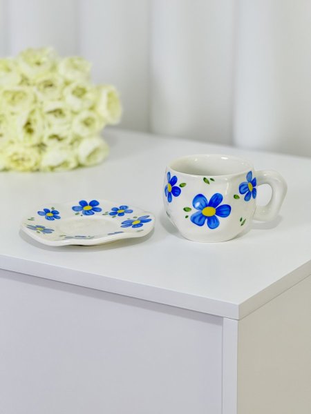 كوب هاند ميد ورد أزرق