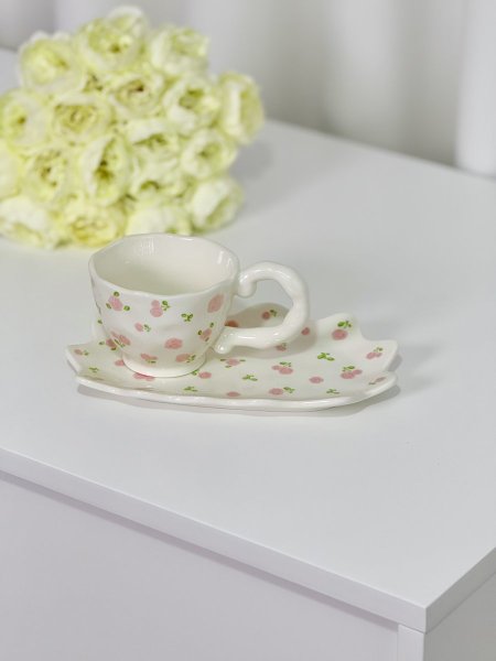 كوب هاند ميد مع صحن طويل