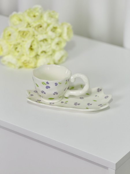 كوب هاند ميد مع صحن طويل