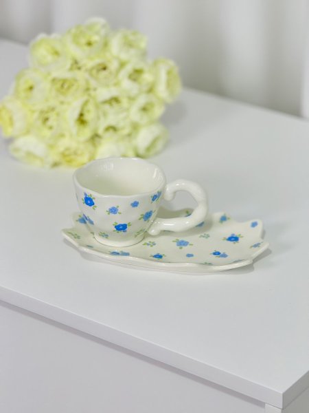 كوب هاند ميد مع صحن طويل