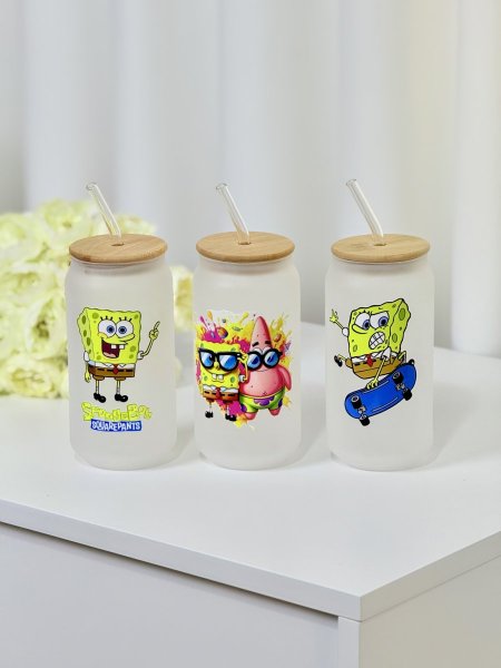 كاسات اسطوانة Frosted White سبونج بوب