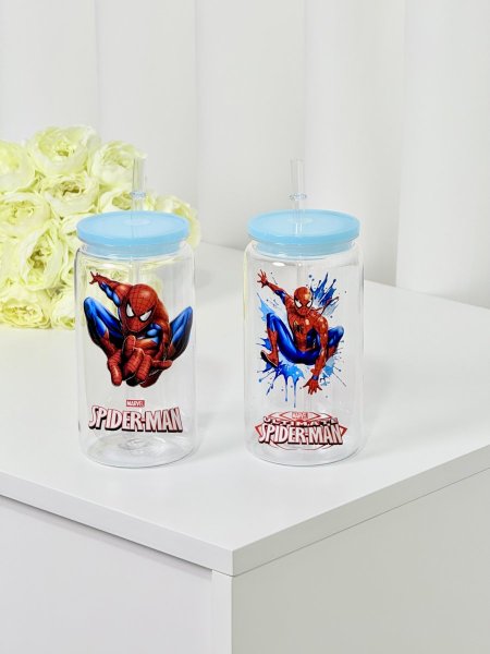 كوب اسطوانة شفاف بلاستيك سبايدرمان